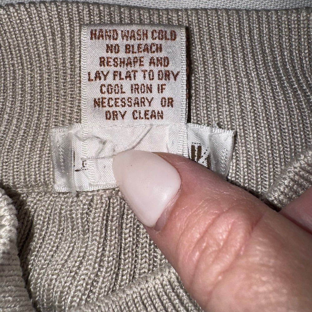 Cullen Womens Silk Ribbed Knit Mock Neck‎ Sweater Long Sleeve Beige Large - Picture 4 of 5